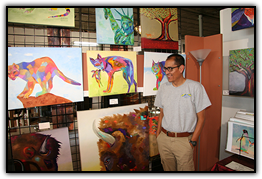 Garcia at a gallery on Santa Fe Drive in Denver where he displays and sells his work.